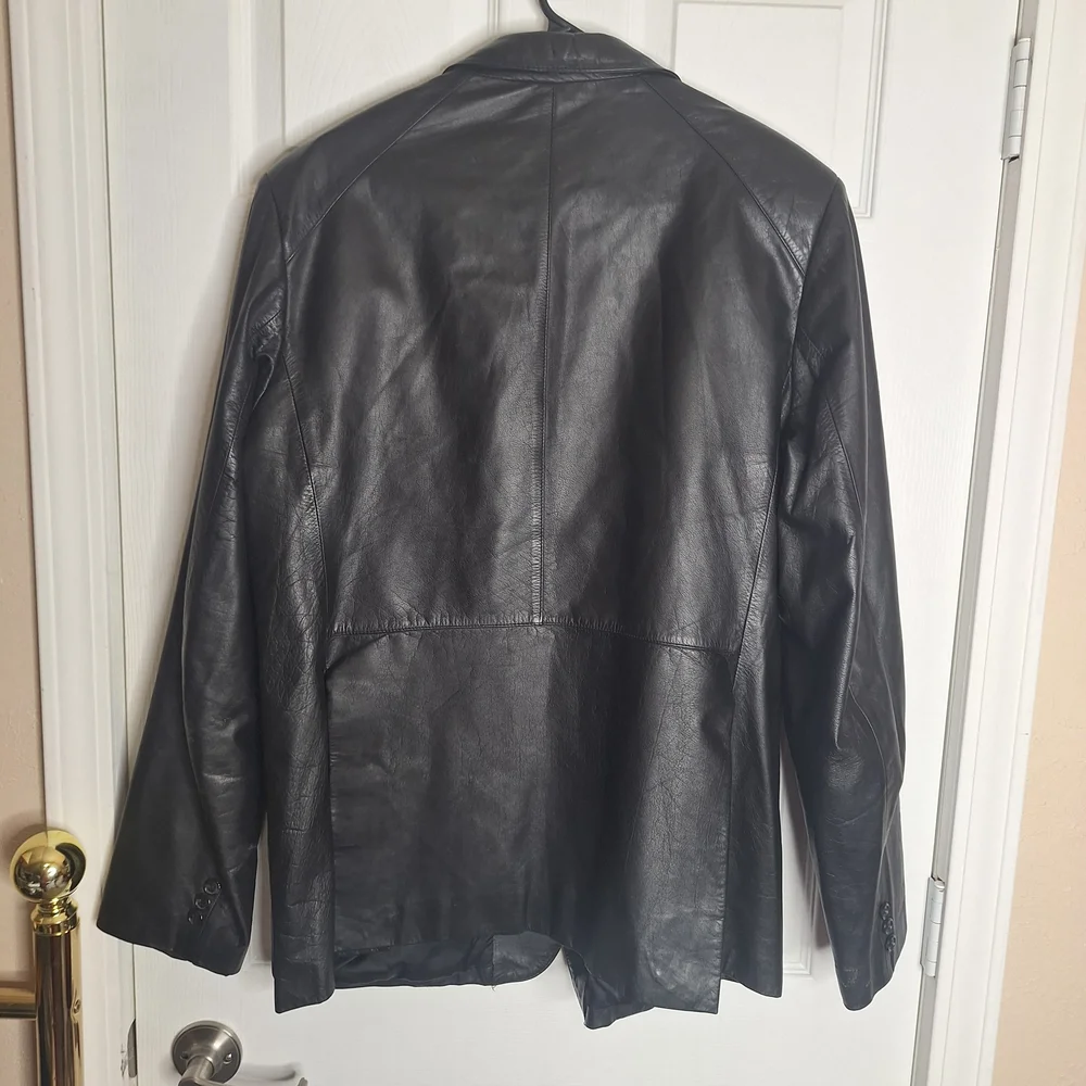 Vintage Leather Loft Black Jacket Blazer Size 44 - Picture 3 of 5